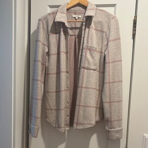 Z Supply Gray and Pink Plaid Shirt style Shacket Sz Small